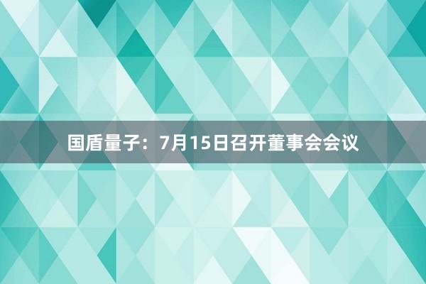 国盾量子：7月15日召开董事会会议