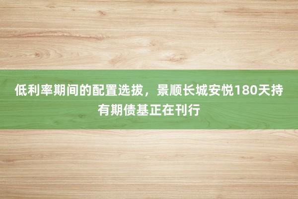 低利率期间的配置选拔，景顺长城安悦180天持有期债基正在刊行