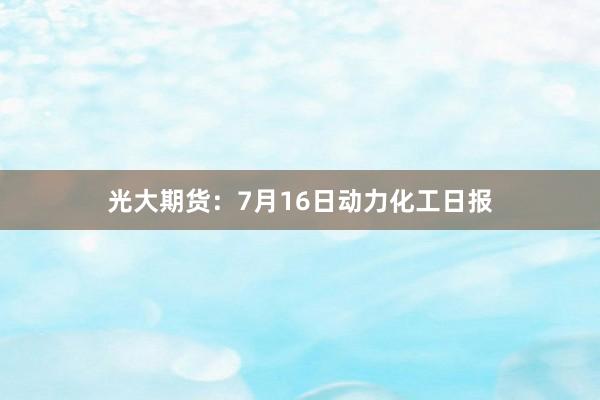 光大期货：7月16日动力化工日报