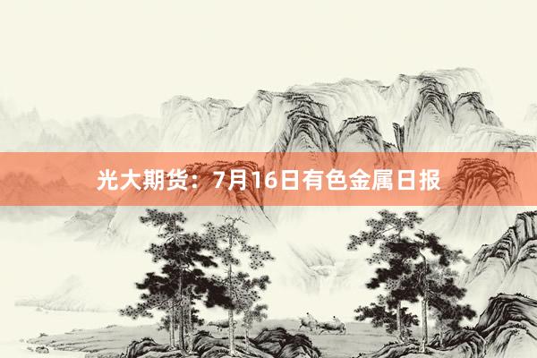光大期货：7月16日有色金属日报