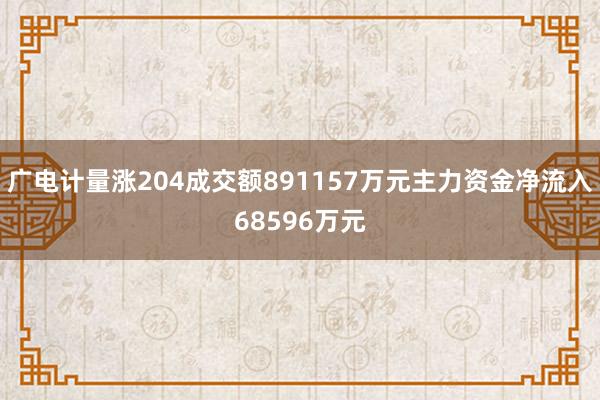 广电计量涨204成交额891157万元主力资金净流入68596万元