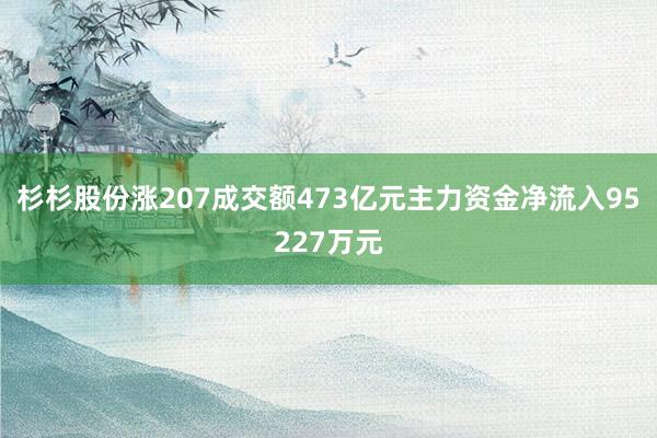 杉杉股份涨207成交额473亿元主力资金净流入95227万元