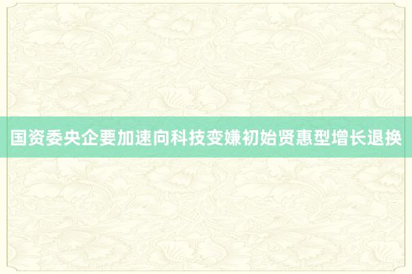 国资委央企要加速向科技变嫌初始贤惠型增长退换