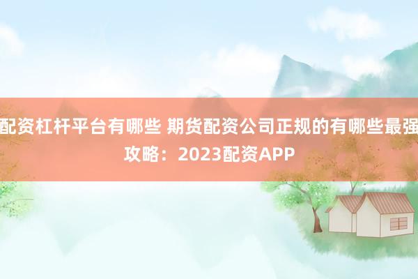 配资杠杆平台有哪些 期货配资公司正规的有哪些最强攻略：2023配资APP