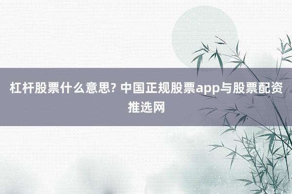 杠杆股票什么意思? 中国正规股票app与股票配资推选网