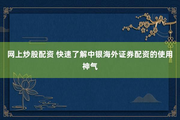 网上炒股配资 快速了解中银海外证券配资的使用神气
