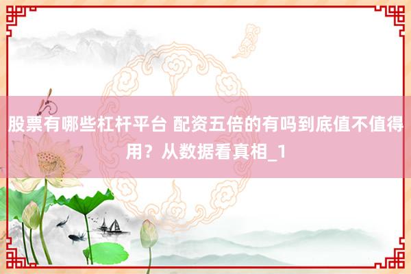 股票有哪些杠杆平台 配资五倍的有吗到底值不值得用？从数据看真相_1
