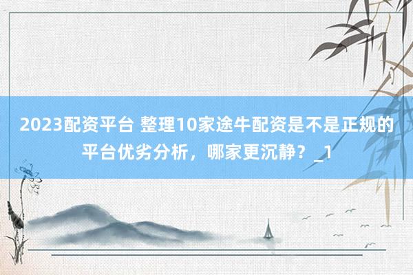2023配资平台 整理10家途牛配资是不是正规的平台优劣分析，哪家更沉静？_1