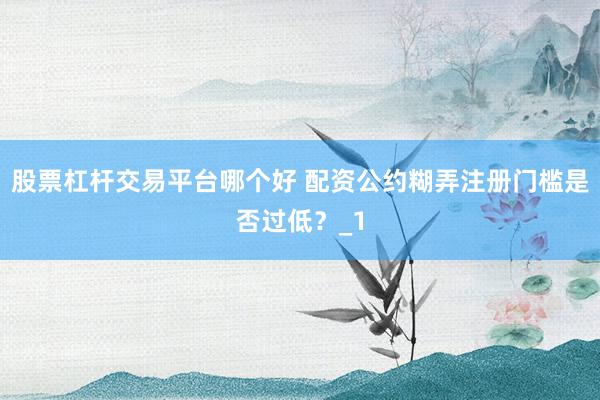 股票杠杆交易平台哪个好 配资公约糊弄注册门槛是否过低？_1