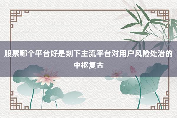 股票哪个平台好是刻下主流平台对用户风险处治的中枢复古