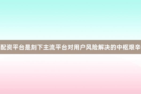配资平台是刻下主流平台对用户风险解决的中枢艰辛
