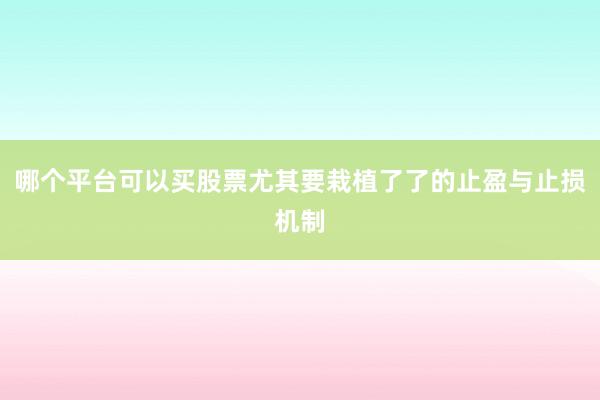 哪个平台可以买股票尤其要栽植了了的止盈与止损机制