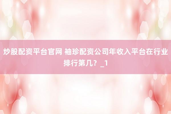 炒股配资平台官网 袖珍配资公司年收入平台在行业排行第几？_1