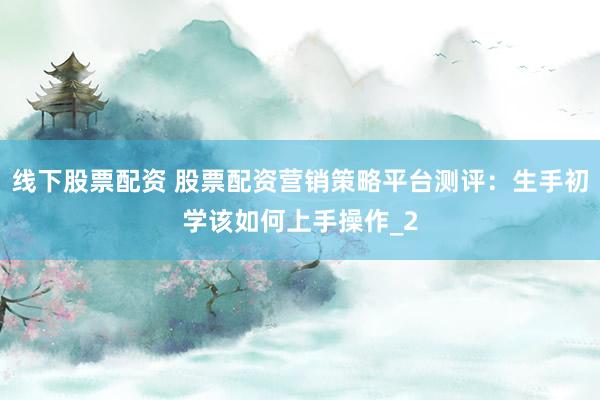 线下股票配资 股票配资营销策略平台测评：生手初学该如何上手操作_2