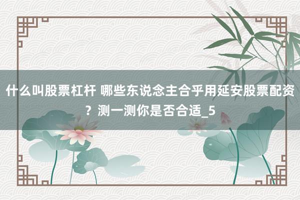 什么叫股票杠杆 哪些东说念主合乎用延安股票配资？测一测你是否合适_5