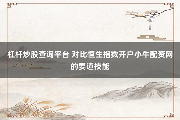 杠杆炒股查询平台 对比恒生指数开户小牛配资网的要道技能
